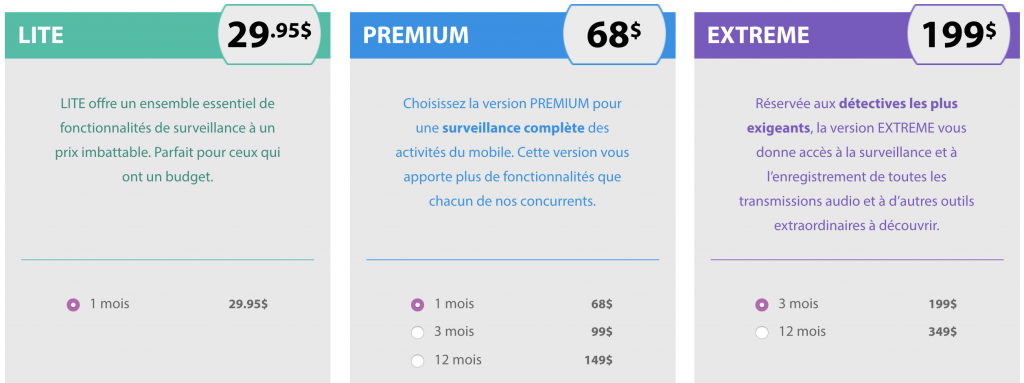 FlexiSPY subscription options french